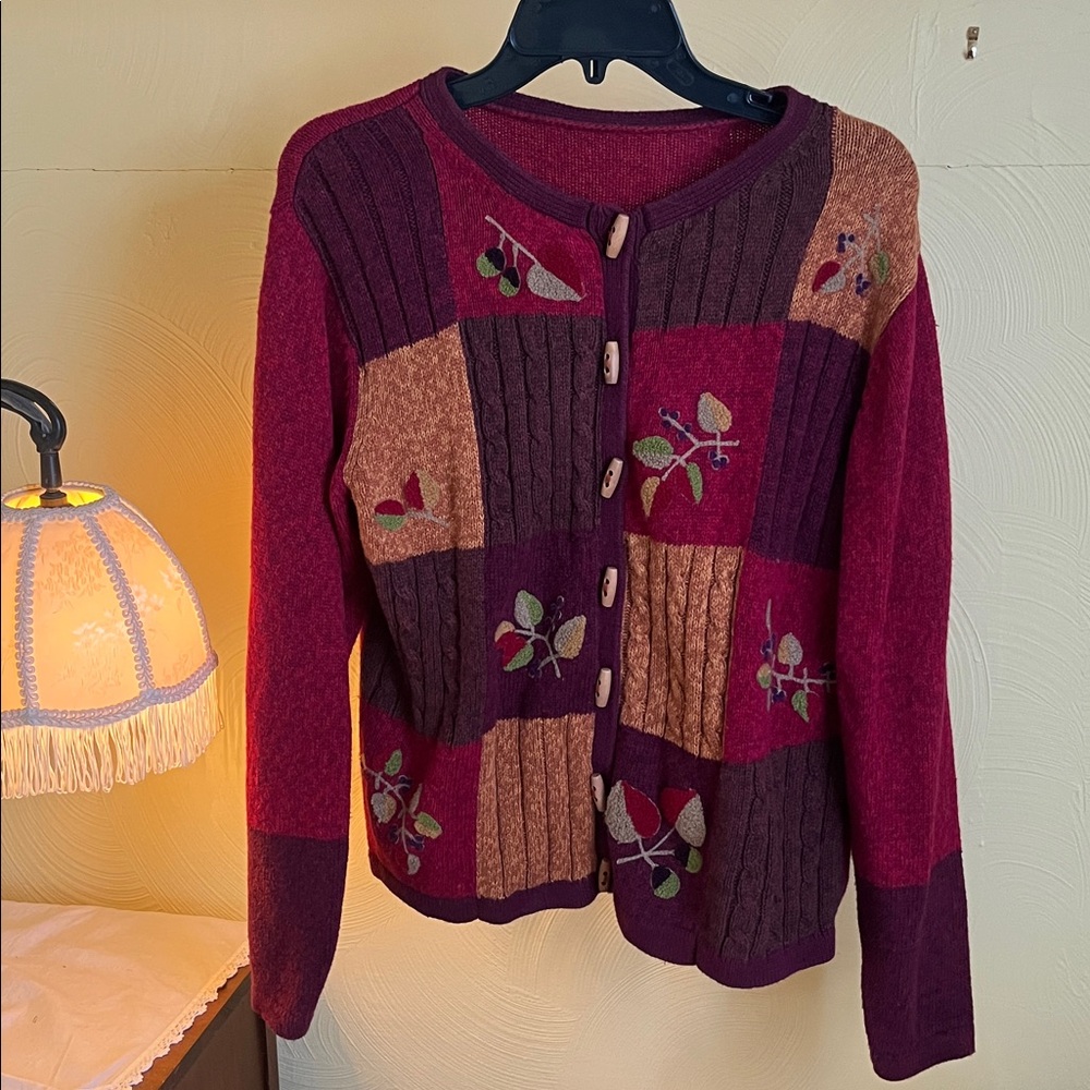 Vintage Erika Patchwork Knit Cardigan Cottagecore